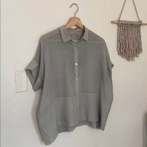 Everlane Striped Square Silk Blouse